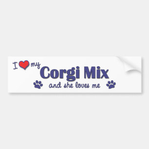 Ik hou van mijn Corgi Mix (Vrouw Dog) Bumpersticker