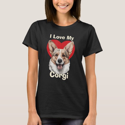 Ik hou van mijn Corgi puppy hond T-shirt (Voorkant)