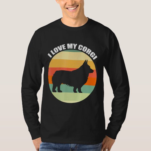 Ik hou van mijn Corgi Retro Sunset T-shirt (Voorkant)