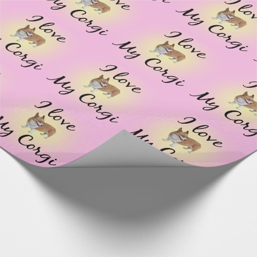 Ik hou van mijn Corgi Roze Cadeaupapier (Hoek)