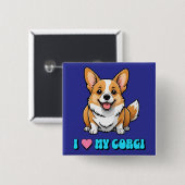 Ik hou van mijn Corgi Vierkante Button 5,1 Cm (Voorkant /achterkant)