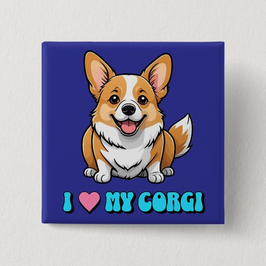 Ik hou van mijn Corgi Vierkante Button 5,1 Cm (Voorkant)