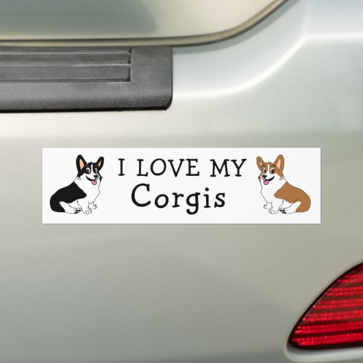 Ik hou van mijn Corgis Bumpersticker (Op auto)