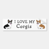Ik hou van mijn Corgis Bumpersticker (Voorkant)