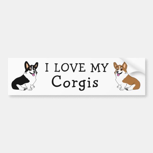 Ik hou van mijn Corgis Bumpersticker (Voorkant)