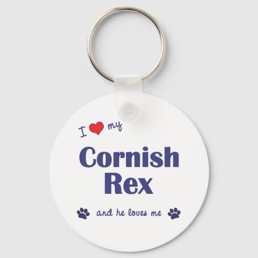 Ik hou van mijn Cornish Rex (mannenkat) Sleutelhanger (Voorkant)