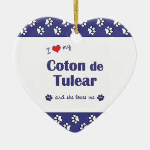 Ik hou van mijn Coton de Tulear (Vrouw Dog) Keramisch Ornament