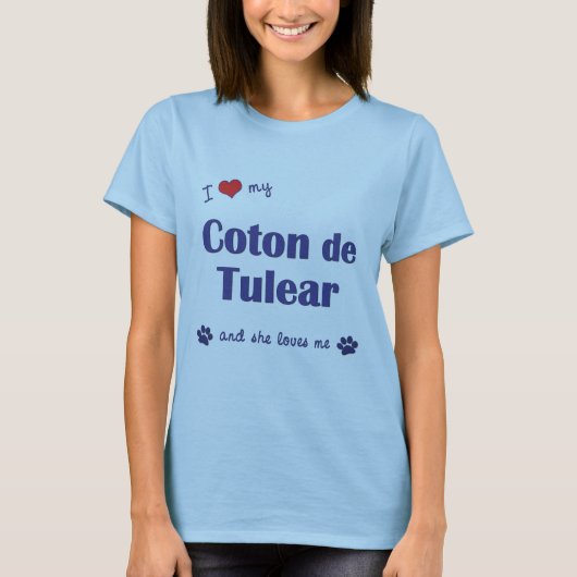 Ik hou van mijn Coton de Tulear (Vrouw Dog) T-shirt (Voorkant)