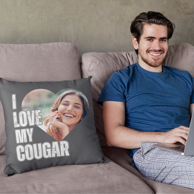 Ik hou van mijn cougar Vriendin foto vriendje cade Kussen (I Love My Cougar Girlfriend Photo Boyfriend Gift Throw Pillow)