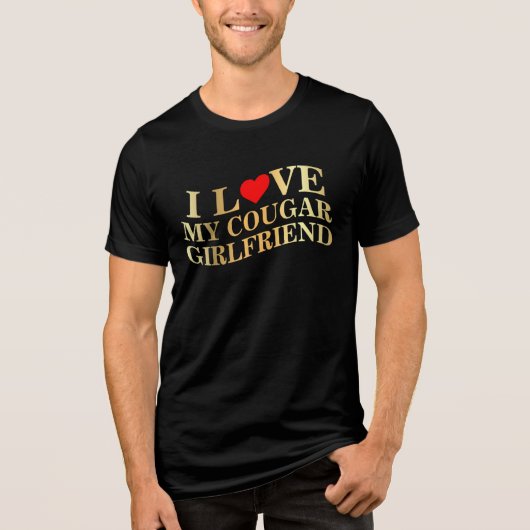 Ik hou van mijn Cougar Vriendin Funny Boyfriend Tri-Blend Shirt (Voorkant)