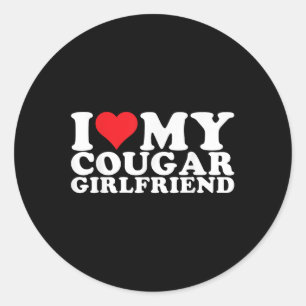 Ik hou van mijn Cougar Vriendin ik hoor mijn Couga Ronde Sticker