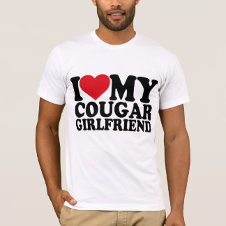Ik hou van mijn Cougar Vriendin wit, ik hart mijn T-shirt