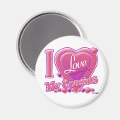 Ik hou van mijn Cousines roze/paars - hart Magneet (Voorkant / Achterkant)