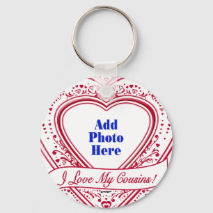Ik hou van mijn Cousins! Foto Red Hearts Sleutelhanger