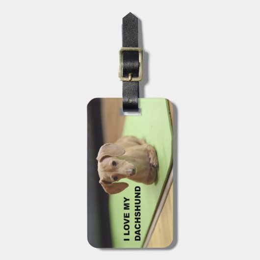 Ik hou van mijn crème teckel met afbeelding bagagelabel (Voorkant verticaal)