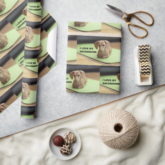 Ik hou van mijn crème teckel met afbeelding cadeaupapier (Crafts)
