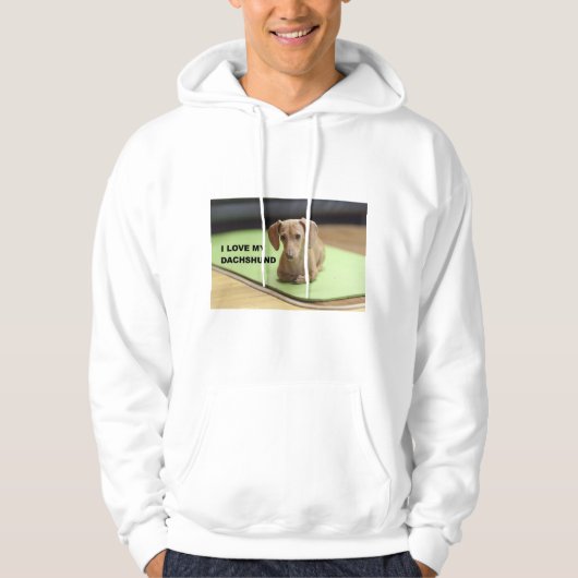 Ik hou van mijn crème teckel met afbeelding hoodie (Voorkant)