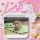 Ik hou van mijn crème teckel met afbeelding papieren bordje (Feest)