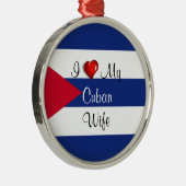Ik hou van mijn Cubaanse vrouw - Vlag van Cuba Metalen Ornament (Rechts)