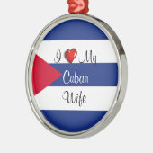 Ik hou van mijn Cubaanse vrouw - Vlag van Cuba Metalen Ornament (Links)
