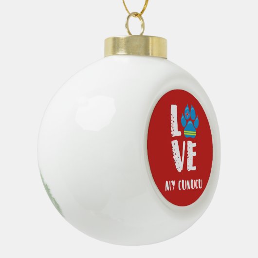 IK HOU VAN MIJN CUNUCU KERSTVERSIERING KERAMISCHE BAL ORNAMENT (Links)