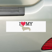 Ik hou van mijn Dachshund. Bumpersticker (Op auto)