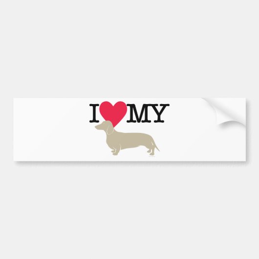 Ik hou van mijn Dachshund. Bumpersticker (Voorkant)