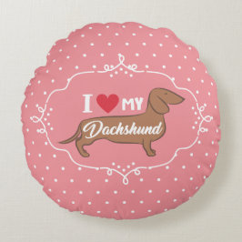 Ik hou van mijn Dachshund Cute Illustratie Rond Kussen