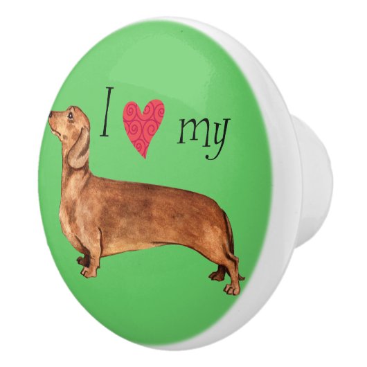 Ik hou van mijn Dachshund Keramische Knop (Rechts)