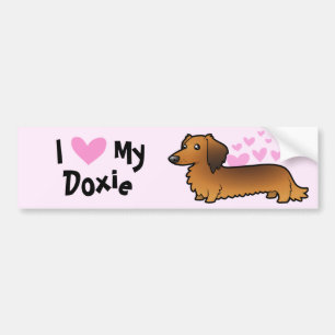 Ik hou van mijn Dachshund (longhair) Bumpersticker