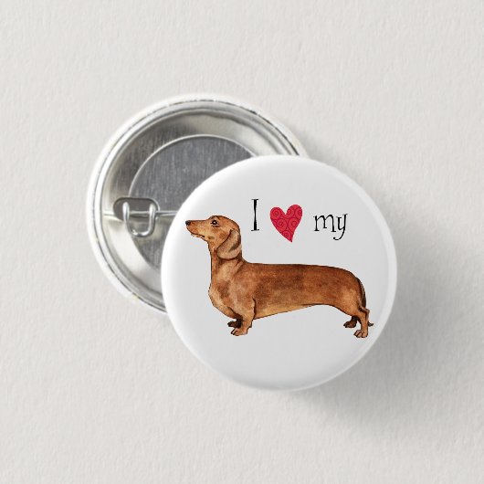 Ik hou van mijn Dachshund Ronde Button 3,2 Cm (Voorkant /achterkant)