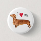 Ik hou van mijn Dachshund Ronde Button 3,2 Cm (Voorkant)