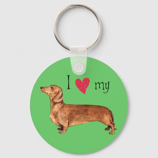 Ik hou van mijn Dachshund Sleutelhanger (Voorkant)