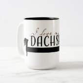 Ik hou van mijn Dachshund Tweekleurige Koffiemok (Voorkant links)