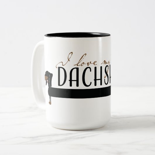 Ik hou van mijn Dachshund Tweekleurige Koffiemok (Voorkant links)