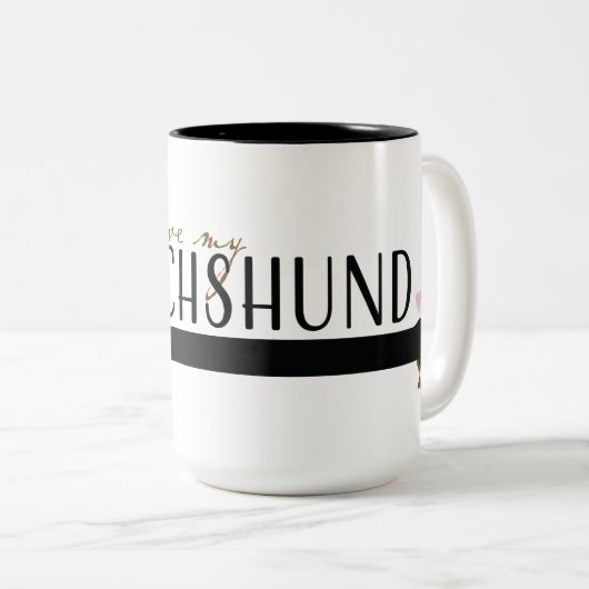 Ik hou van mijn Dachshund Tweekleurige Koffiemok (Voorkant rechts)