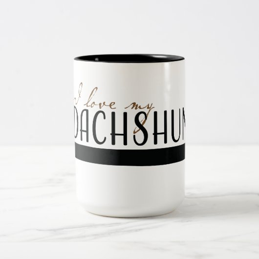 Ik hou van mijn Dachshund Tweekleurige Koffiemok (Center)