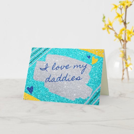 Ik hou van mijn daddies Vaderdag Glitter Kaart (Gele Bloem)