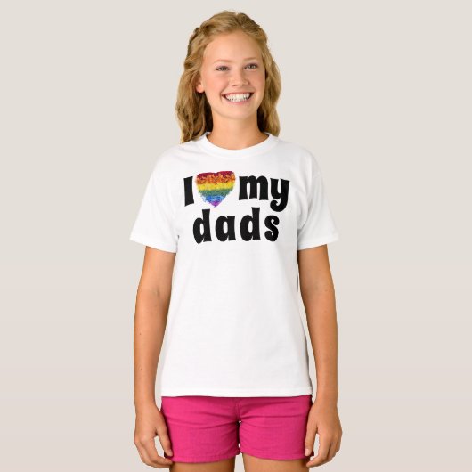 Ik hou van mijn dads-hartvorm Pride bloemen T-shirt (Voorkant volledig)