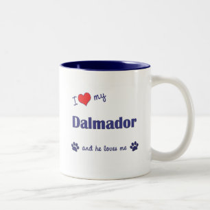 Ik hou van mijn Dalmador (mannelijke hond) Tweekleurige Koffiemok