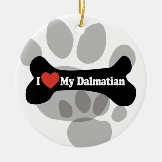 Ik hou van mijn Dalmatiaan - Dog Bone Keramisch Ornament (Voorkant)
