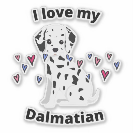 Ik hou van mijn Dalmatian Dog Sticker (Voorkant)