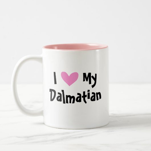 Ik hou van mijn Dalmatiër Tweekleurige Koffiemok (Links)
