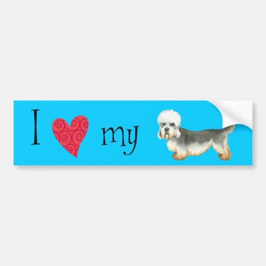 Ik hou van mijn Dandie Dinmont Terrier Bumpersticker (Voorkant)