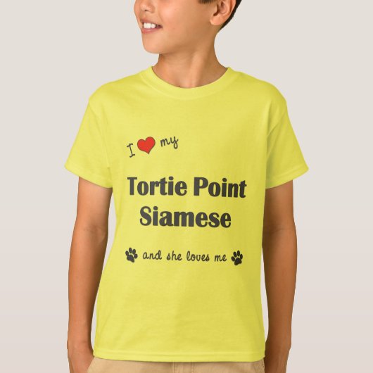 Ik hou van mijn das Siamese (Vrouw kat) T-shirt (Voorkant)