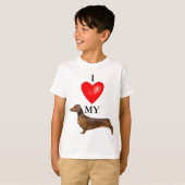 Ik hou van mijn dashond rode hart hond kinderen t-shirt (Voorkant volledig)
