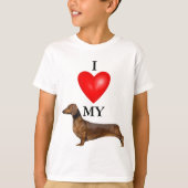 Ik hou van mijn dashond rode hart hond kinderen t-shirt (Voorkant)
