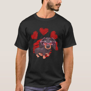 Ik hou van mijn dashond worst hond poot met hart w t-shirt