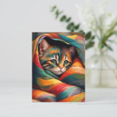 Ik hou van mijn deken! Rainbow Tabby Cat Briefkaart (Staand voorkant)