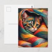 Ik hou van mijn deken! Rainbow Tabby Cat Briefkaart (Voorkant / Achterkant)